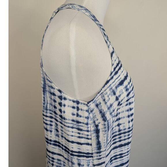 Cynthia Rowley Small Dress 100% Linen Blue White Womens Shift Halter Tie Dye - Picture 8 of 10